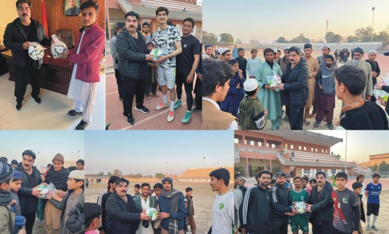 fifa footballs - Distributing FIFA footballs to Bannu youth