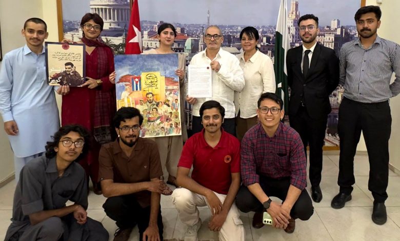 Progressive Students Federation delegation at the Cuban Embassy shows solidarity with Cuba