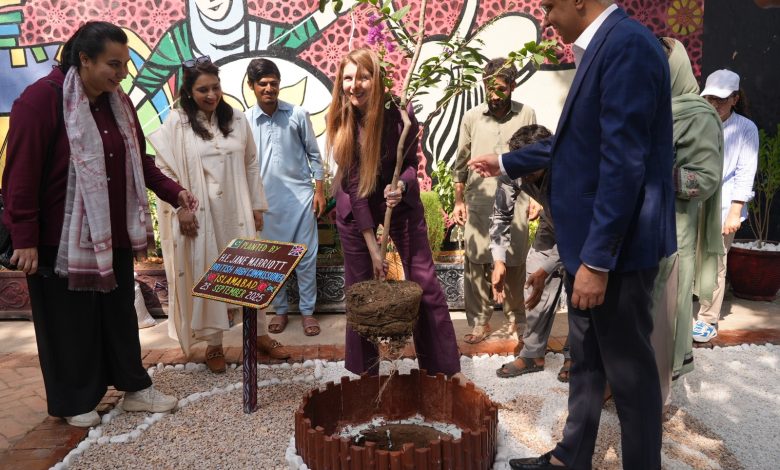 lok virsa visit - UK Envoy Plants Tree During Lok Virsa Visit